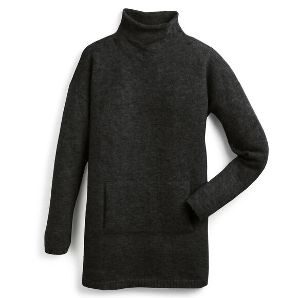 Peruvian Connection Black Alpaca Blend Long Sleeve Balie Tunic Sweater Sz Large - Picture 1 of 6